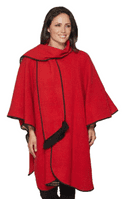 Womens Red Reversible Check Wool Cape K1330